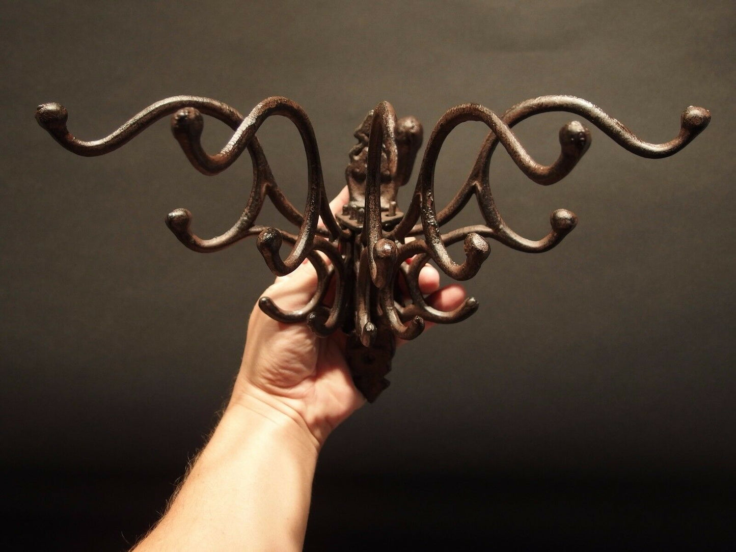 Antique Vintage Style Wall Hook Swivel Folding Coat Hanger Hardware Rust Finish - Early Home Decor