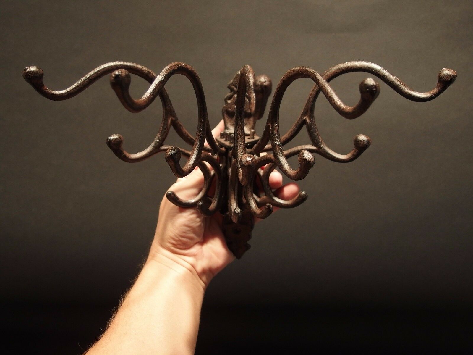 Antique Vintage Style Wall Hook Swivel Folding Coat Hanger Hardware Rust Finish - Early Home Decor