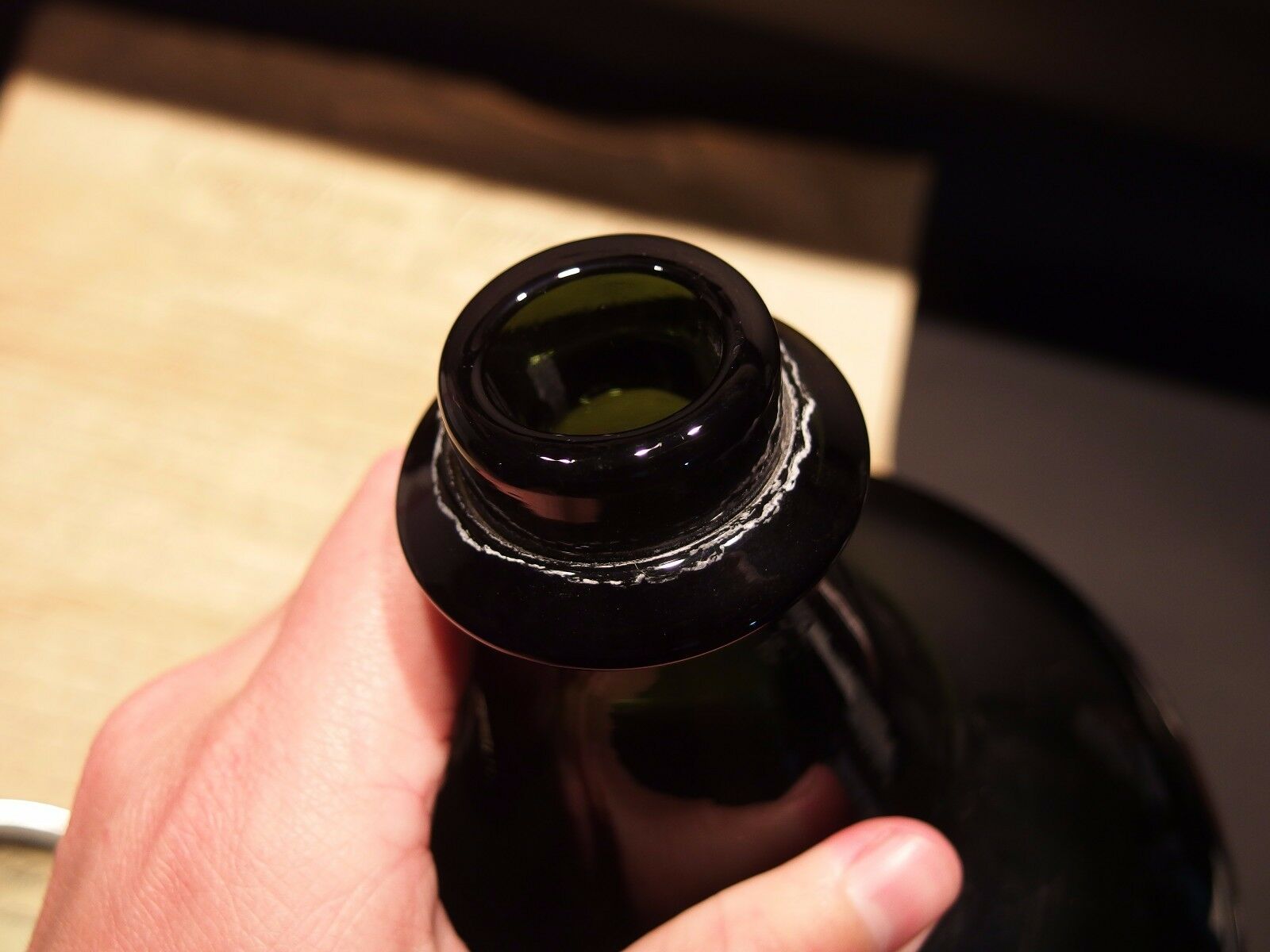 8" Antique Vintage Style Colonial Black Glass Blown Onion Bottle (Green) - Early Home Decor