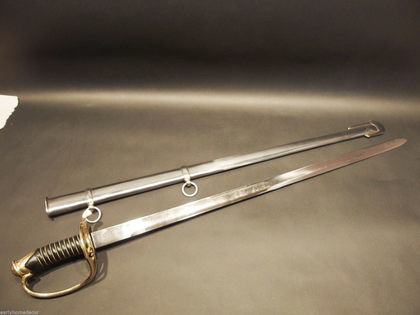 Antique Style Civil War Field & Staff Officers Confederate CS Sword Silver Scabb - Early Home Decor