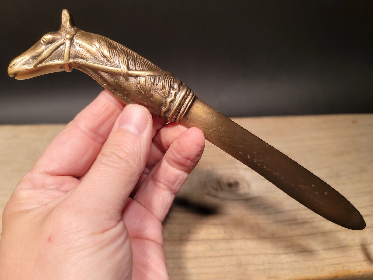 Vintage Antique Style Brass Horse letter opener Equestrian Desk Collectible