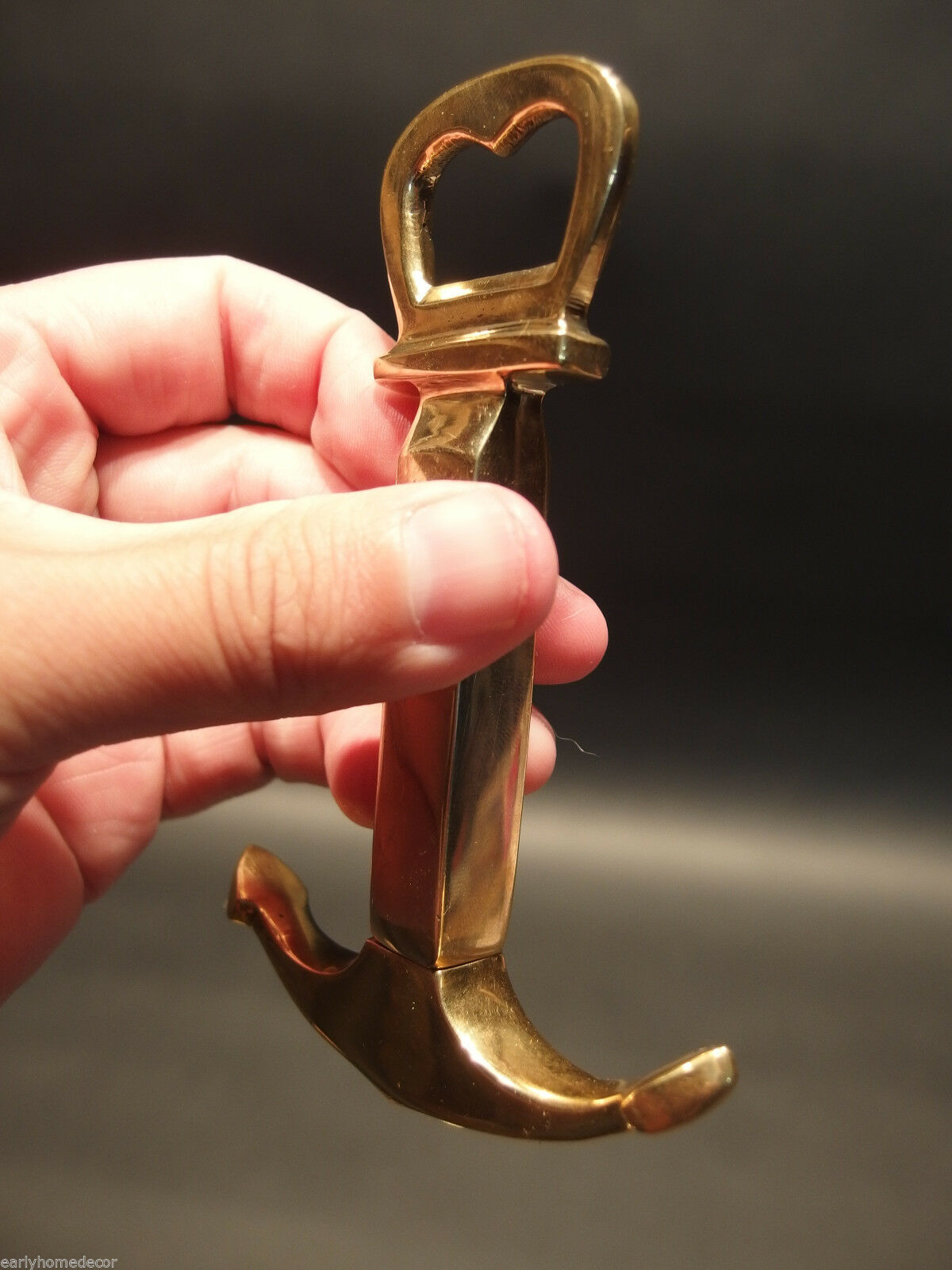 Vintage Antique Style Brass Boat Anchor Wine Corkscrew Beer Bottle Opener - Early Home Decor
