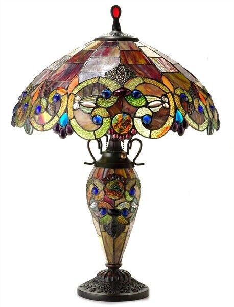 24 1/2" Stained Glass Lighted Base Table Lamp