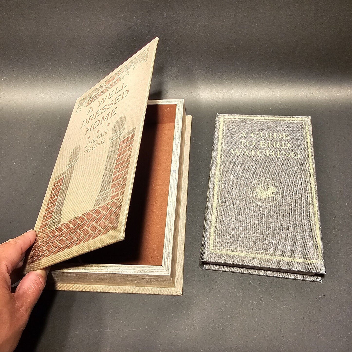 2 Vintage Style Faux Book Secret Storage Boxes