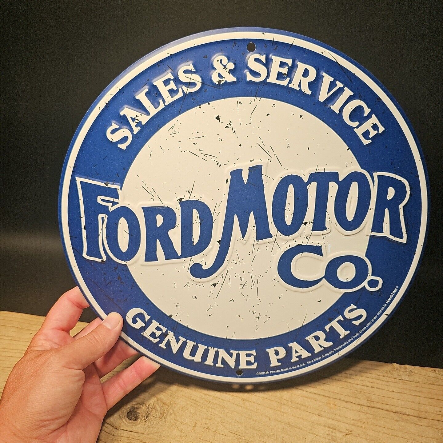 12" Antique Vintage Style Round Metal Ford Sign Plaque