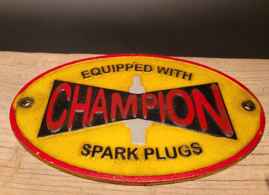 Antique Vintage Style Cast Iron Oval Spark Plug Sign Plaque