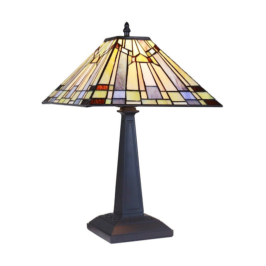 18" 1 light Antique Vintage Style Stained Glass Mission Table Lamp