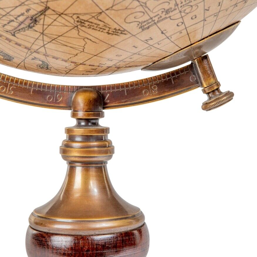 Old World Style 24" Tall French Globe w Turned Wood Stand