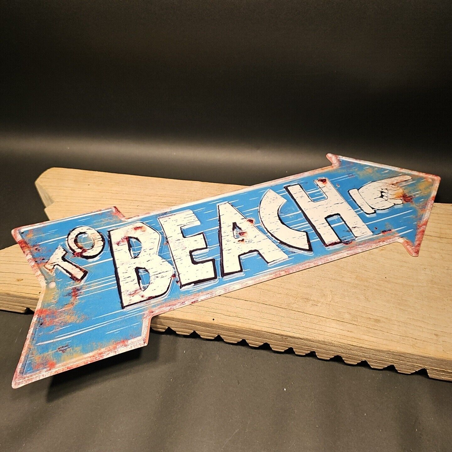Metal Vintage Style Beach Arrow Coastal Decor Sign