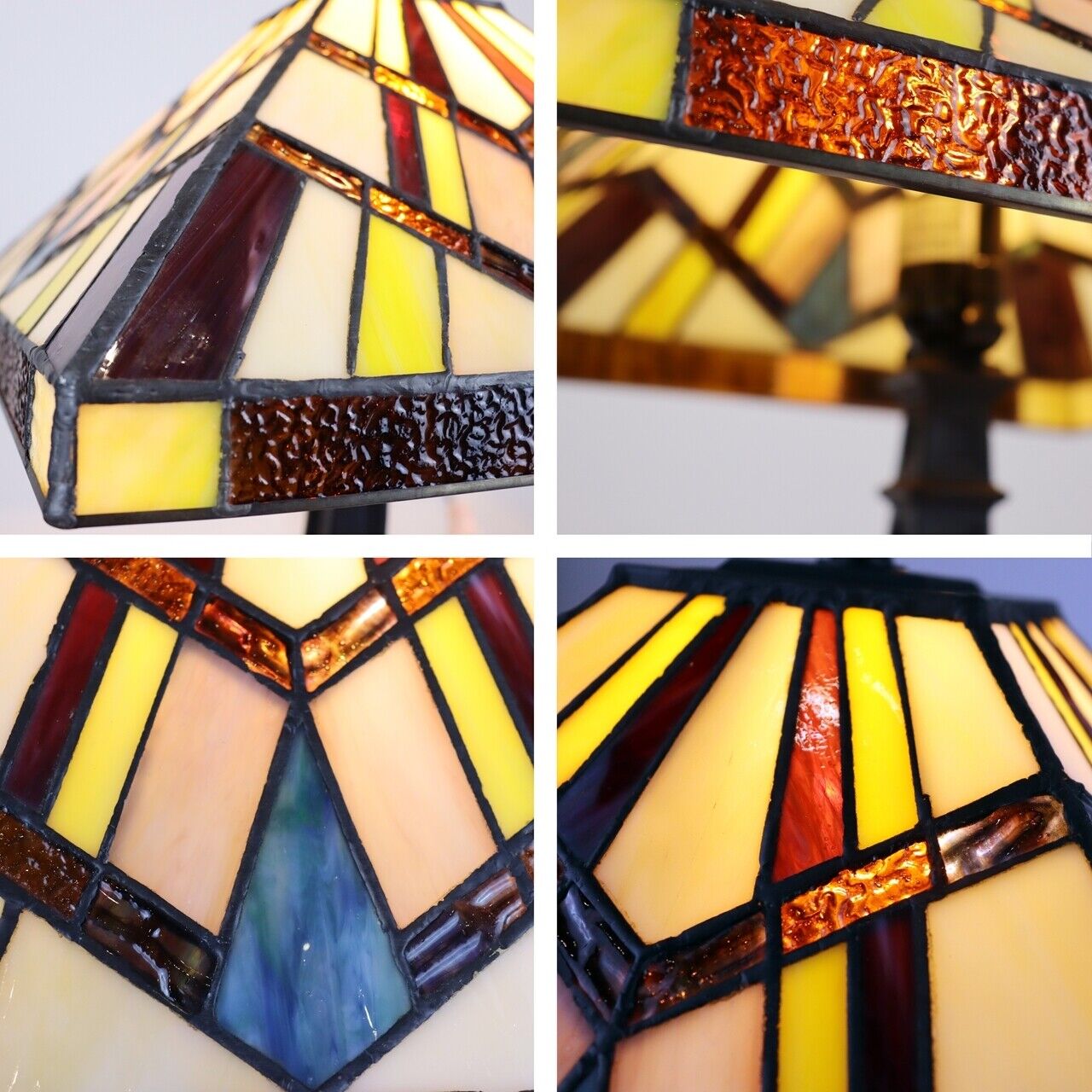 16.8" 1 light Antique Vintage Style Stained Glass Mission Table Lamp