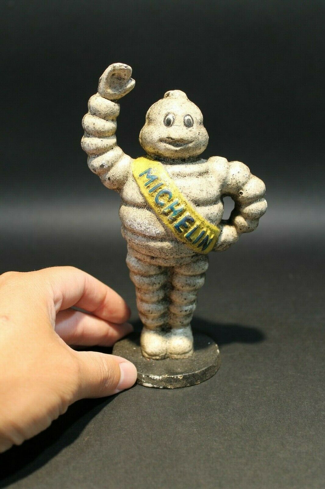 Vintage Style Cast Iron Coin Bank Tire Man - Early Home Decor