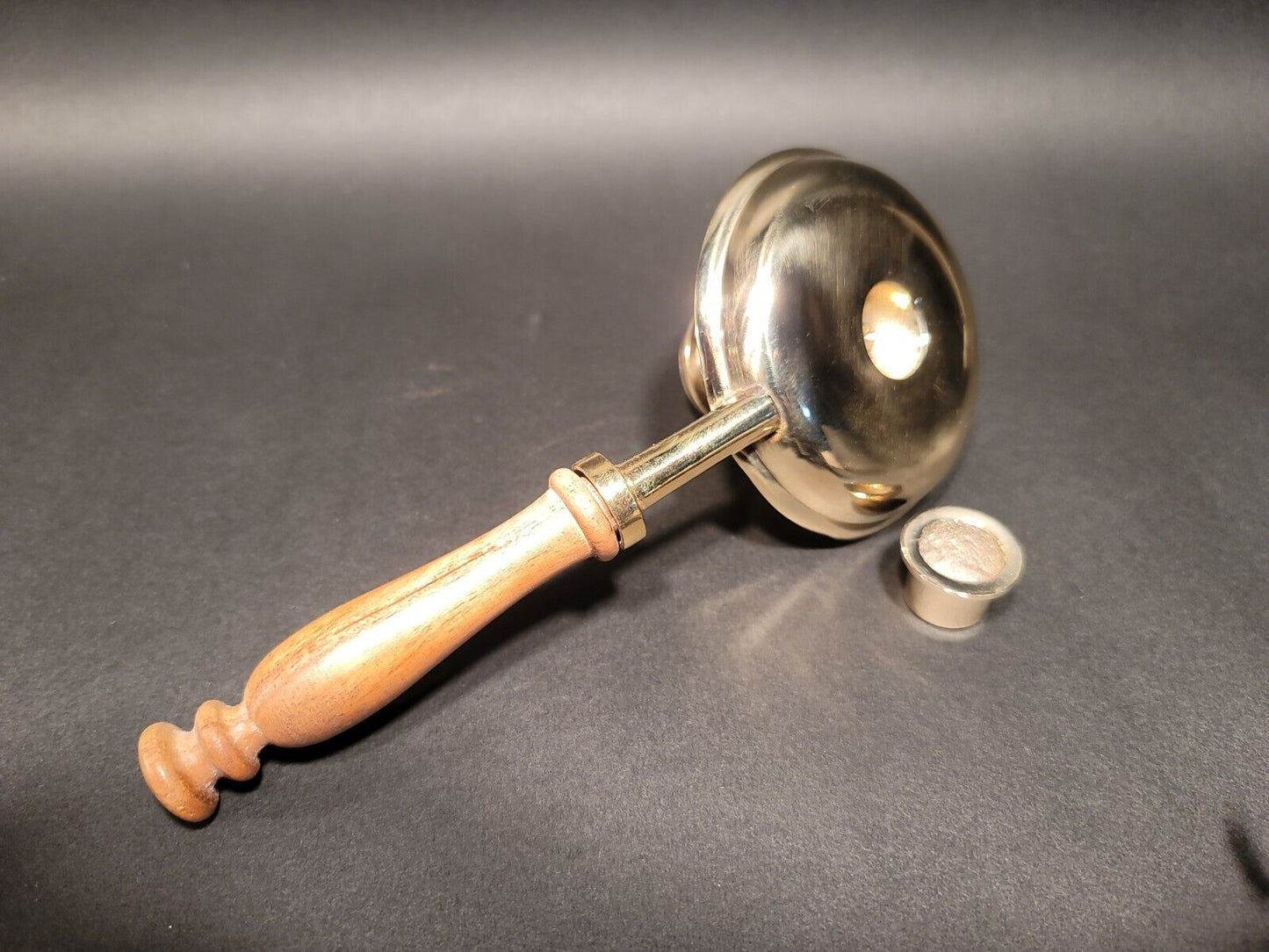 Vintage Antique Style Wood Handle Brass Chamberstick Candle Holder