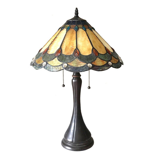 22" Antique Vintage Style Stained Glass Table Lamp