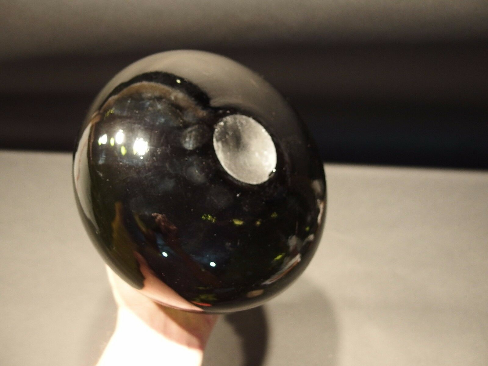 8" Antique Vintage Style Colonial Black Glass Blown Onion Bottle (Green) - Early Home Decor