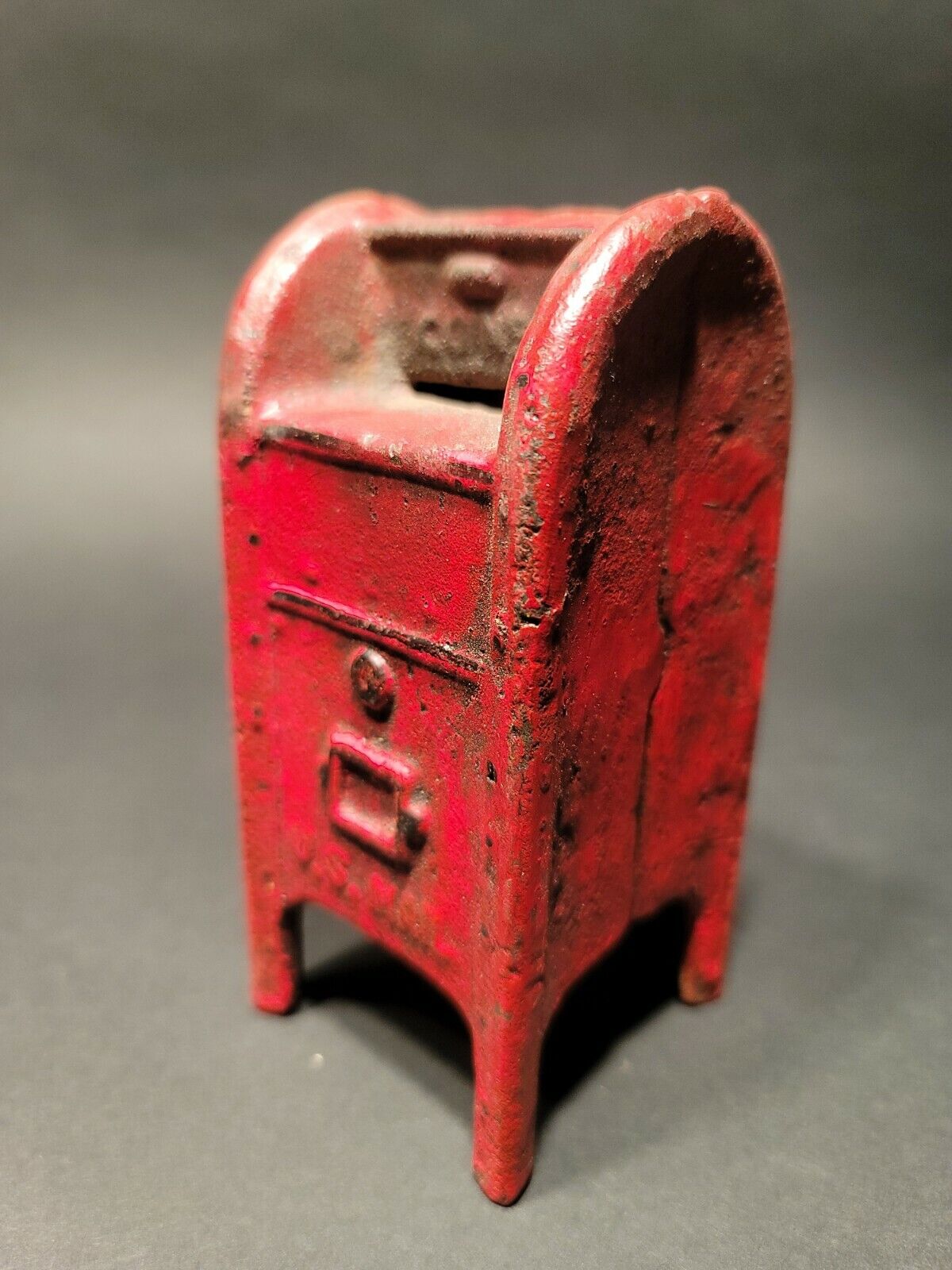 Antique Style Red US Mail Box Cast Iron Coin Bank