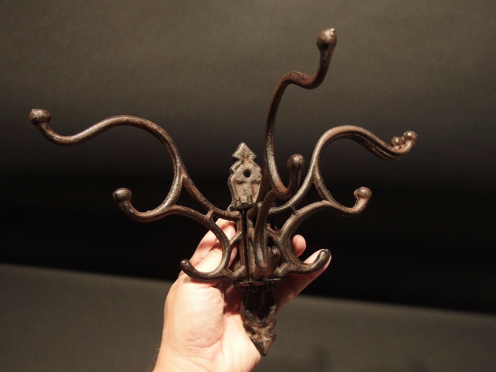 Antique Vintage Style Wall Hook Swivel Folding Coat Hanger Hardware Rust Finish - Early Home Decor