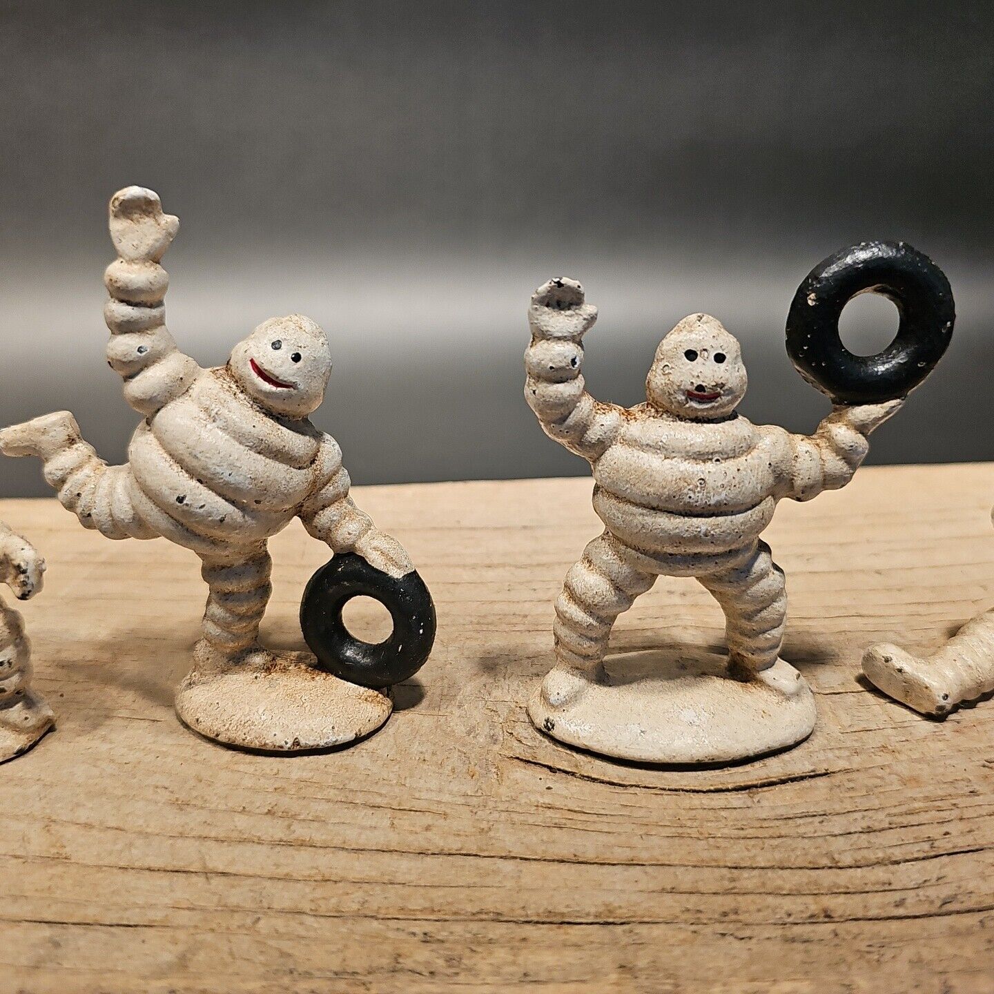 Antique Vintage Style Cast Iron Set of 5 Tire Men Figures