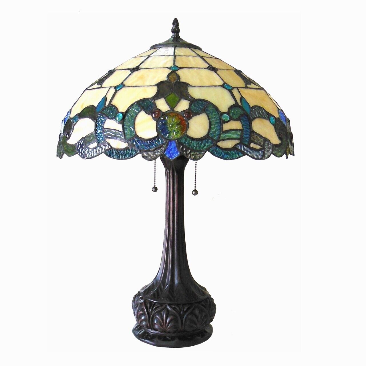 25" Antique Vintage Style Stained Glass Table Lamp