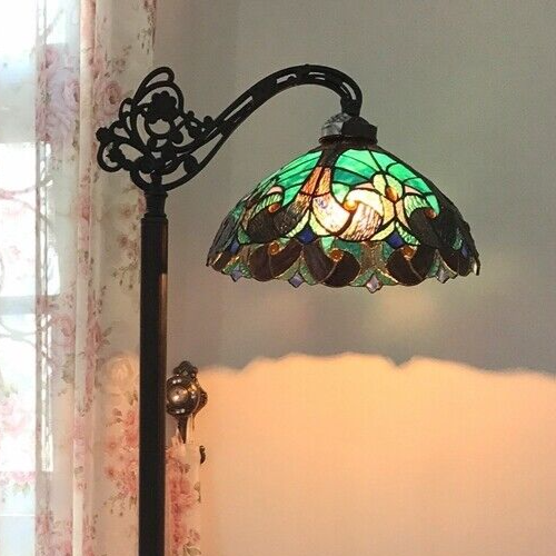 60" Antique Vintage Style Stained Glass Reading Floor Lamp