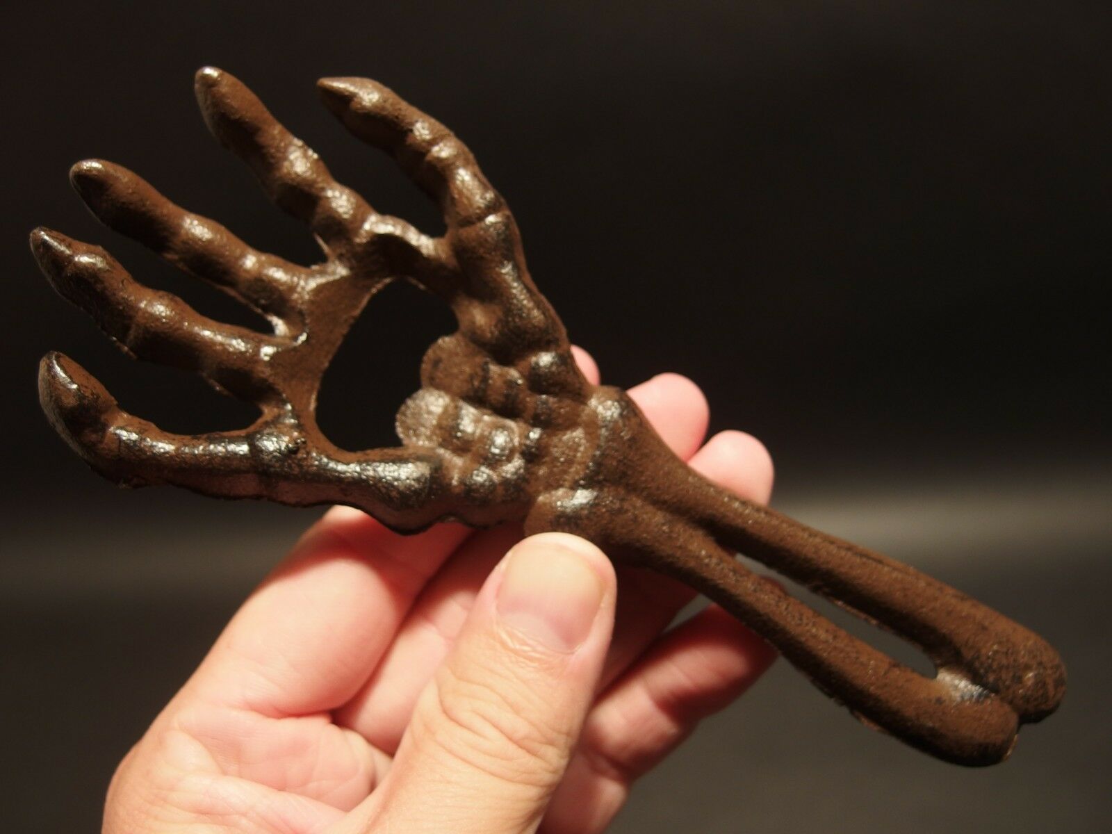 Vintage Antique Style Cast Iron Halloween Beer Cap Skeleton Hand Bottle Opener - Early Home Decor