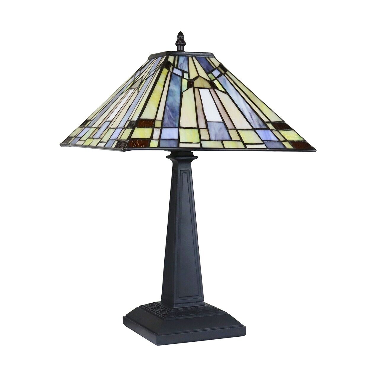 18" 1 light Antique Vintage Style Stained Glass Mission Table Lamp