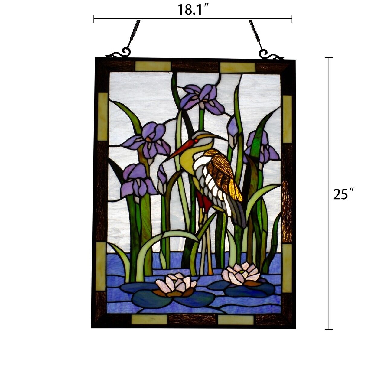 25" Stained Glass Hanging Window Pane Suncatcher