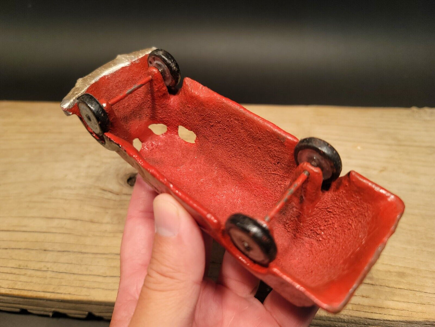 Antique Vintage Style Red Cast Iron Toy Phillips 66 Car Delivery Van