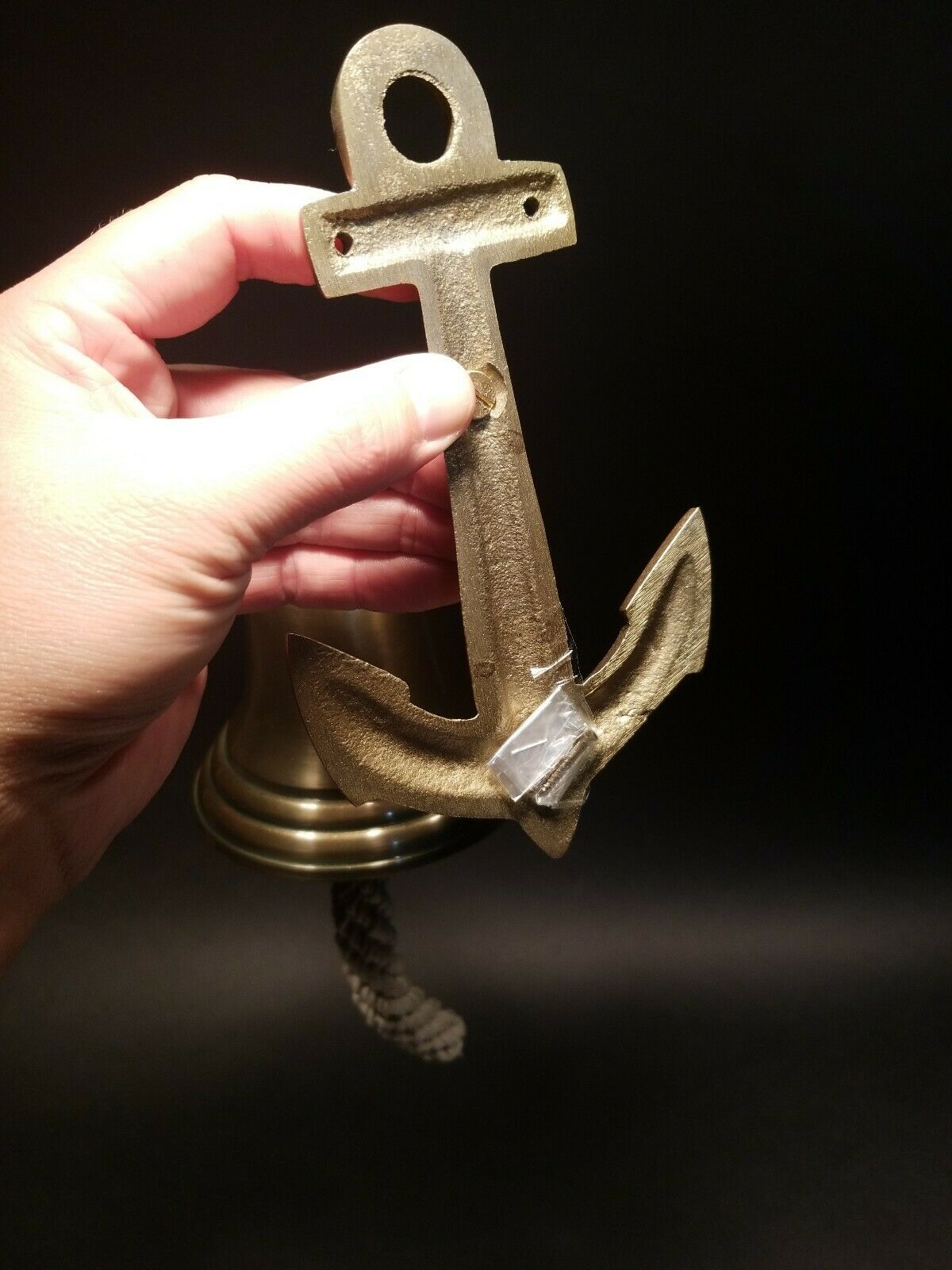 Antique Vintage Style Cast Brass Anchor Wall Mount Bell - Early Home Decor