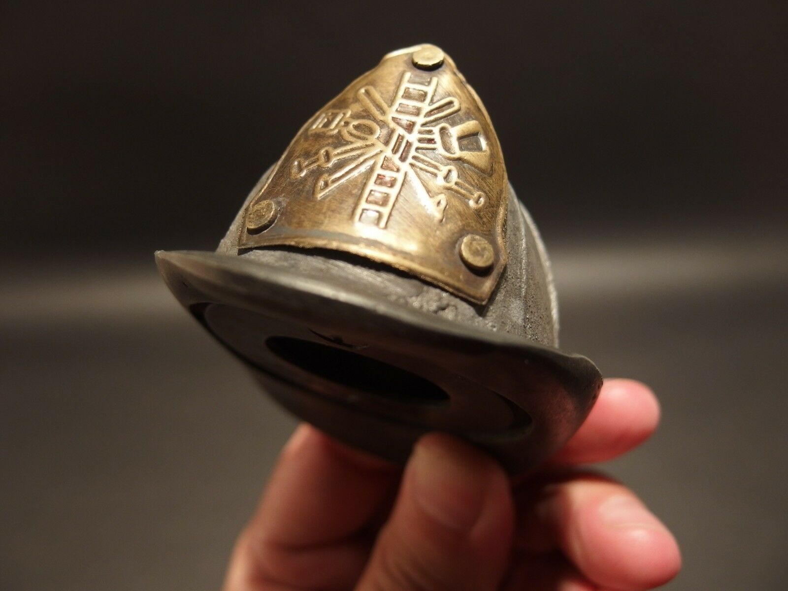Antique Vintage Style Miniature Fireman Fire Helmet Fighter Bottle Cap Opener - Early Home Decor