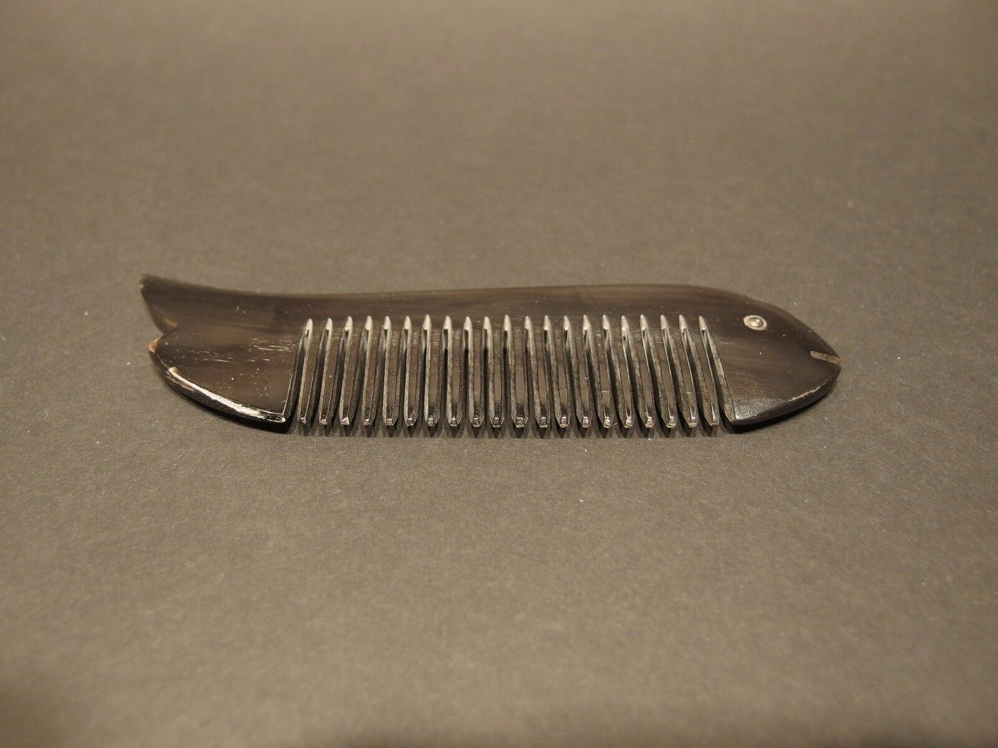 Antique Style Natural Black Horn, Fish shaped Small Beard Comb anti static - Early Home Decor