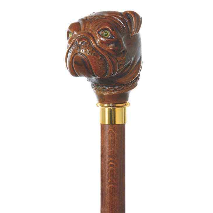 36" Antique Style Bulldog Dog Head Walking Stick Cane