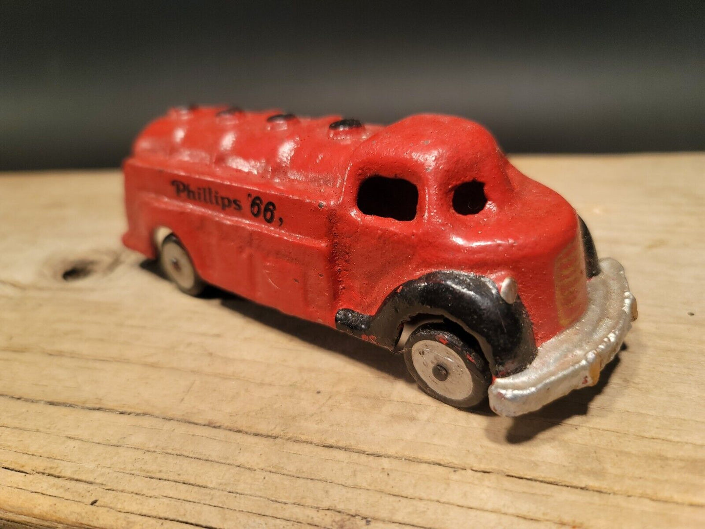 Antique Vintage Style Red Cast Iron Toy Phillips 66 Car Delivery Van