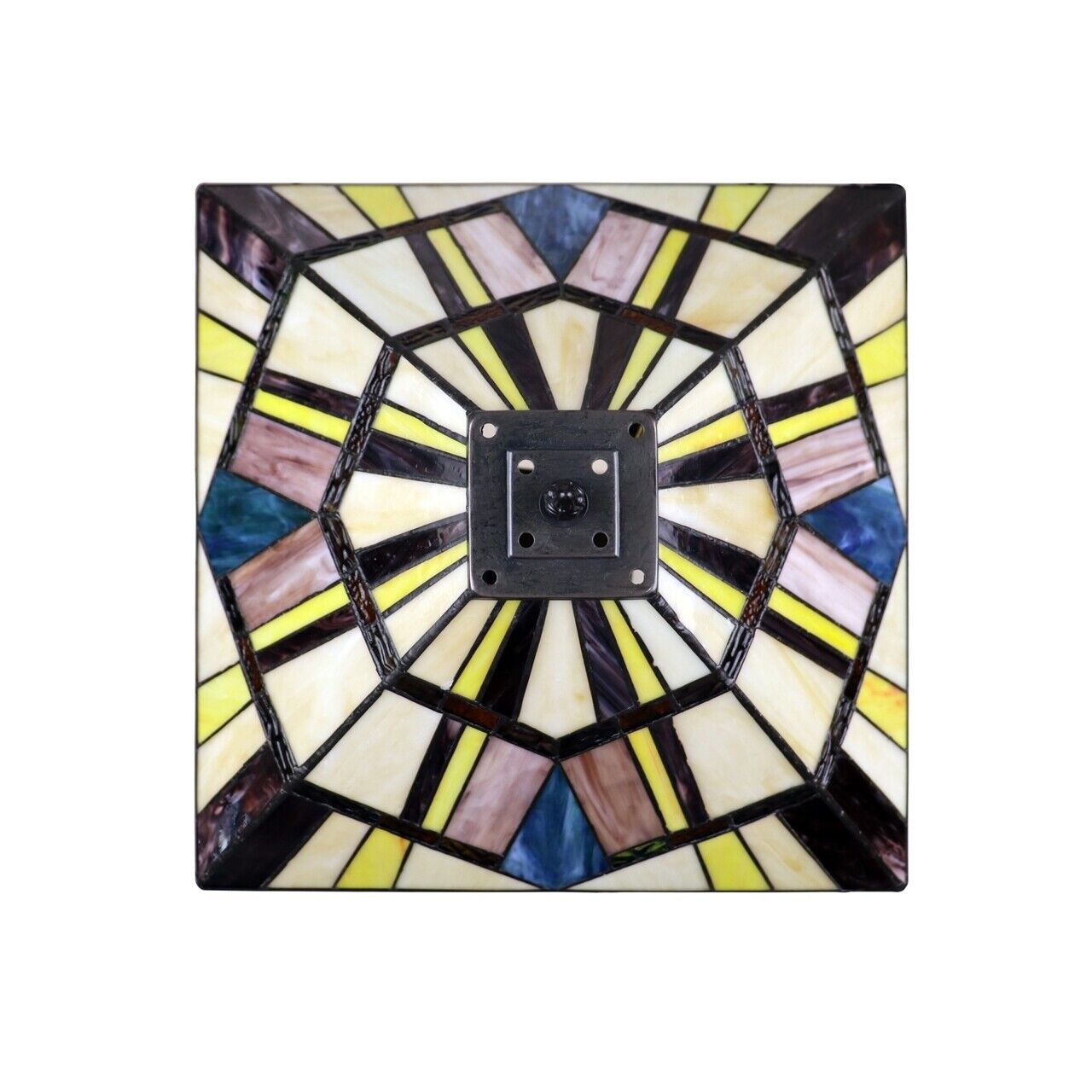 24" 3 light Antique Vintage Style Stained Glass Mission Table Lamp