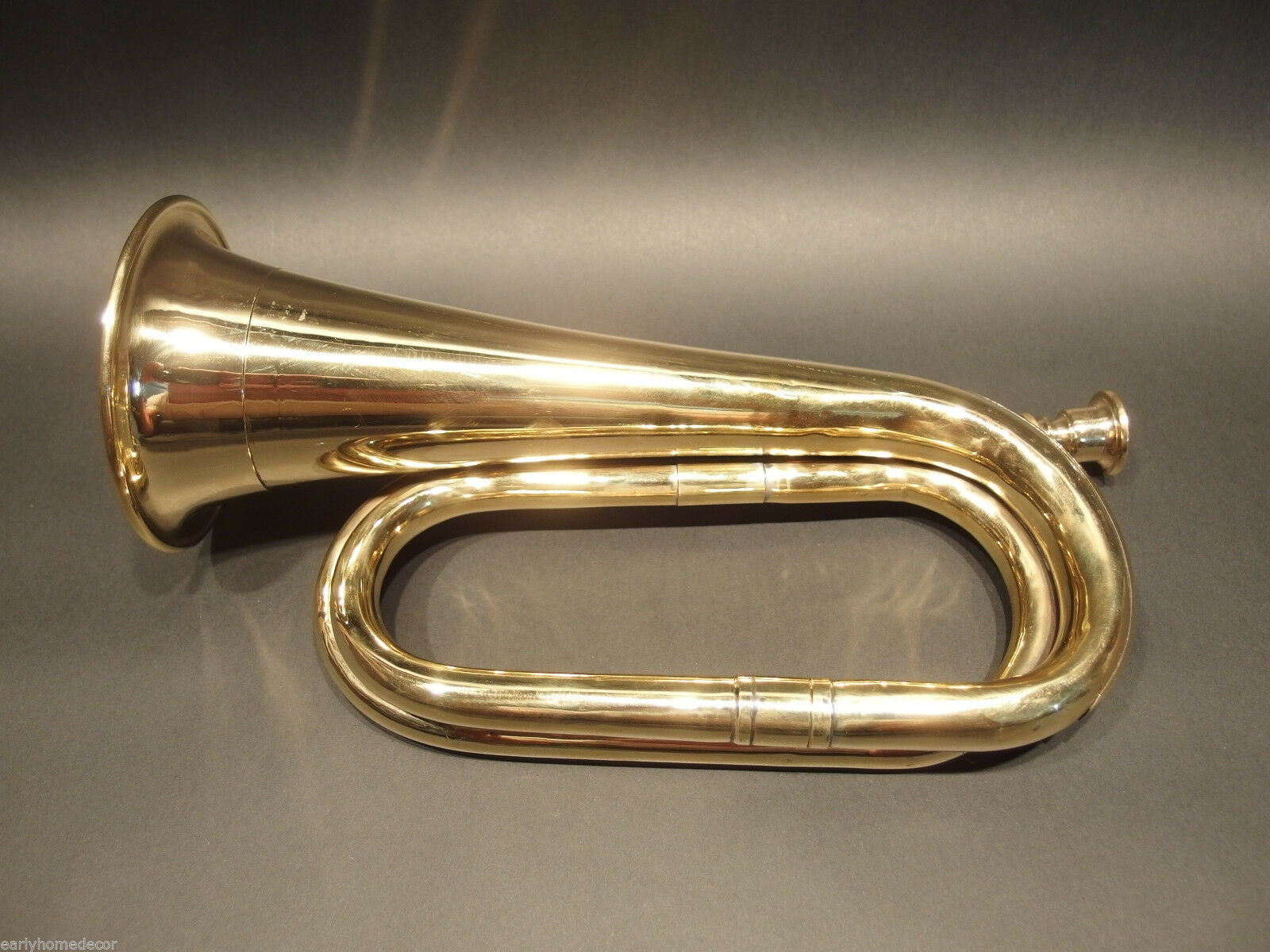 Antique Style US Military Civil War Brass Bugle Horn - Early Home Decor