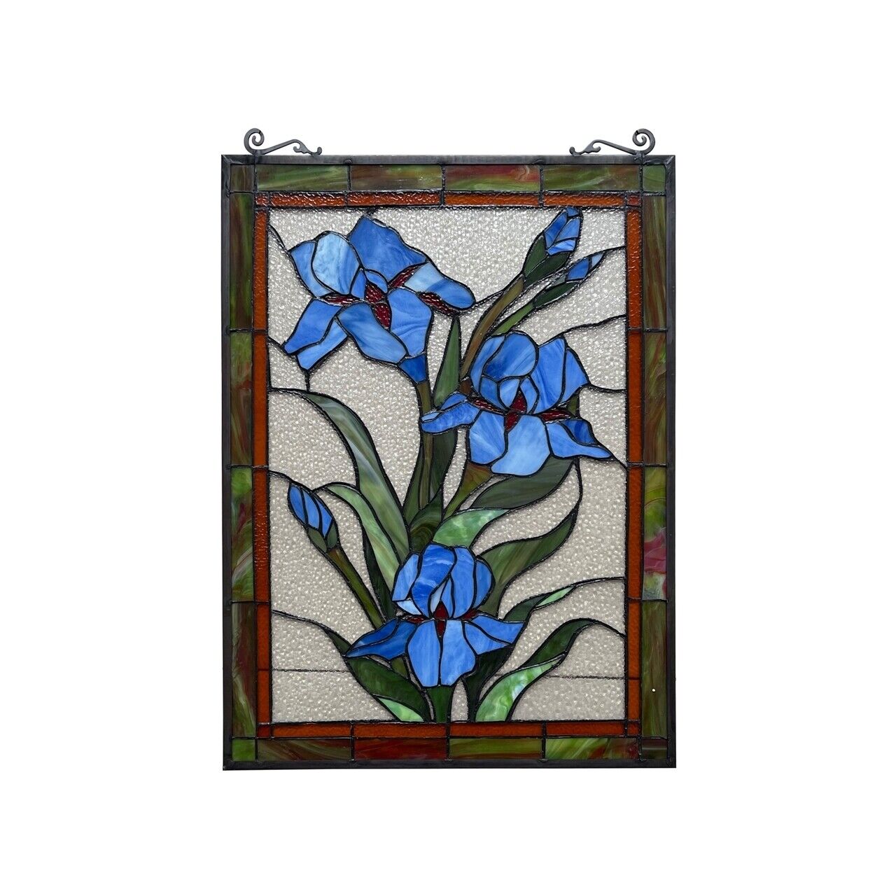 Antique Vintage Style 25" Floral Stained Glass Window Hanging Panel Suncatcher