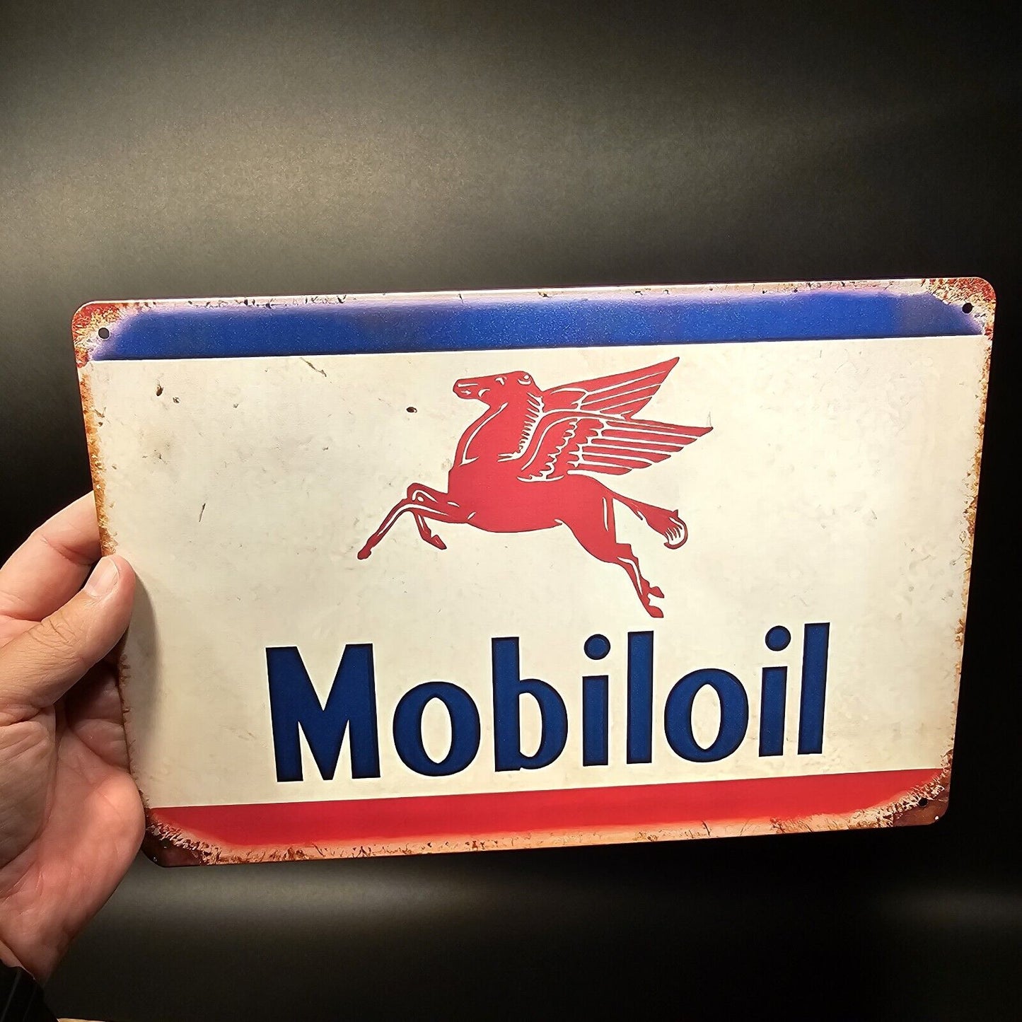 Vintage Style Metal Mobile Gas Oil Sign Plaque