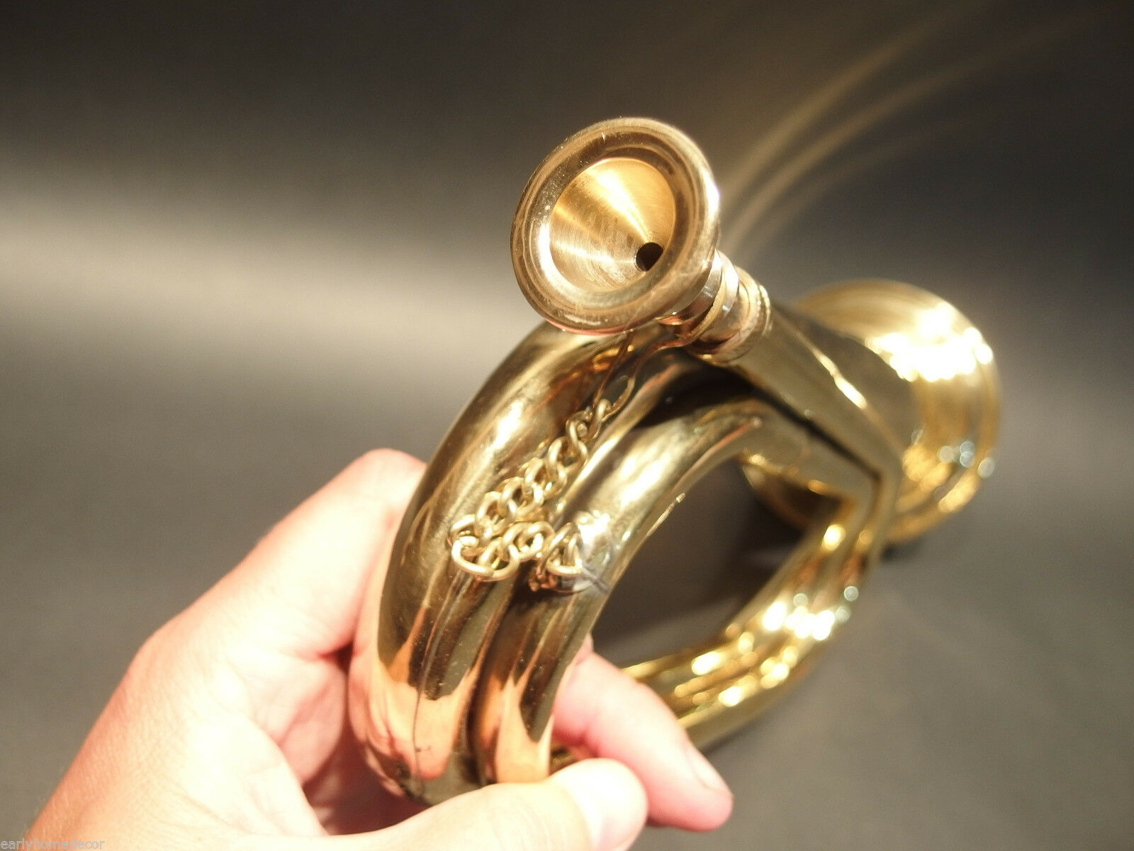 Antique Style US Military Civil War Brass Bugle Horn - Early Home Decor