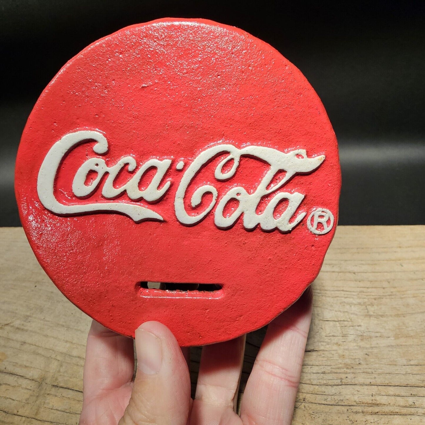 Antique Vintage Style Cast Iron Coca Cola Bottle Cap Coin Bank Atlanta Ga.