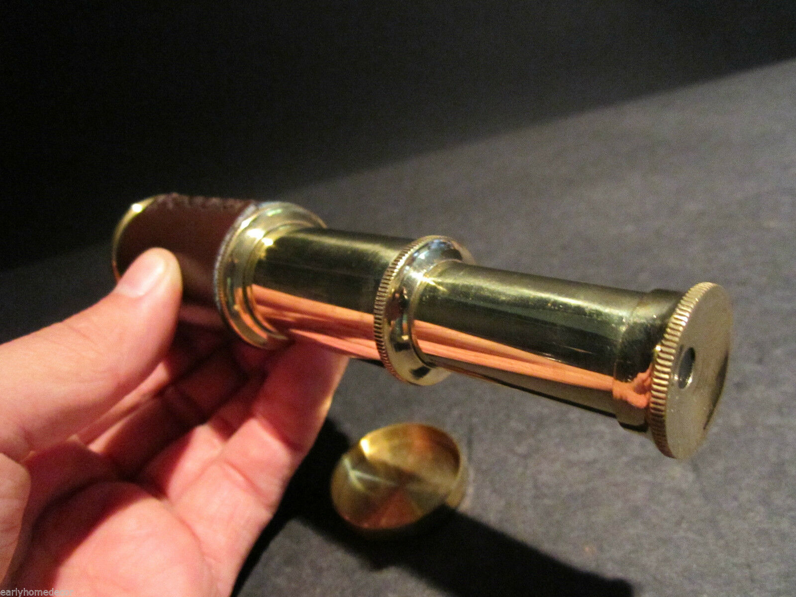 Vintage Antique Style Solid Brass & Leather Traveling Pocket Telescope - Early Home Decor