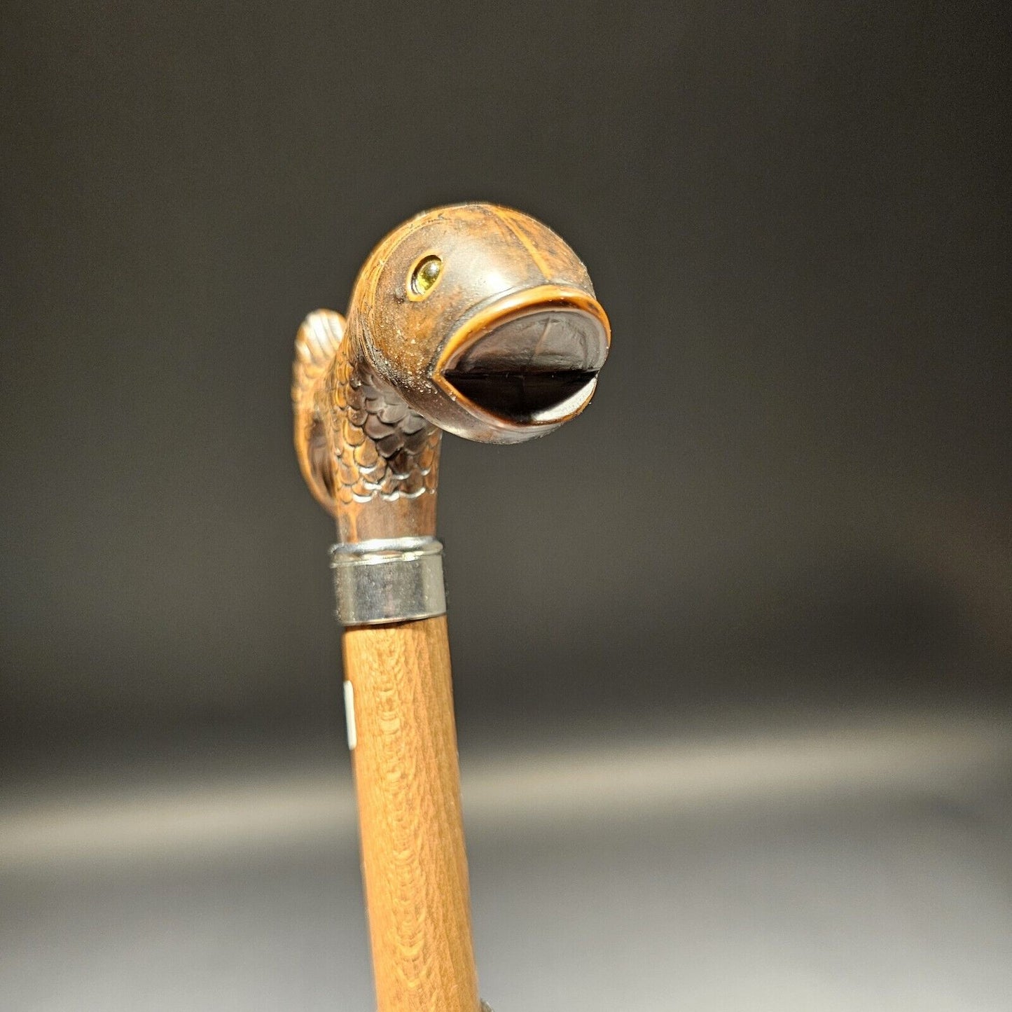 36" Italian Antique Style Trout Head Walking Stick Cane