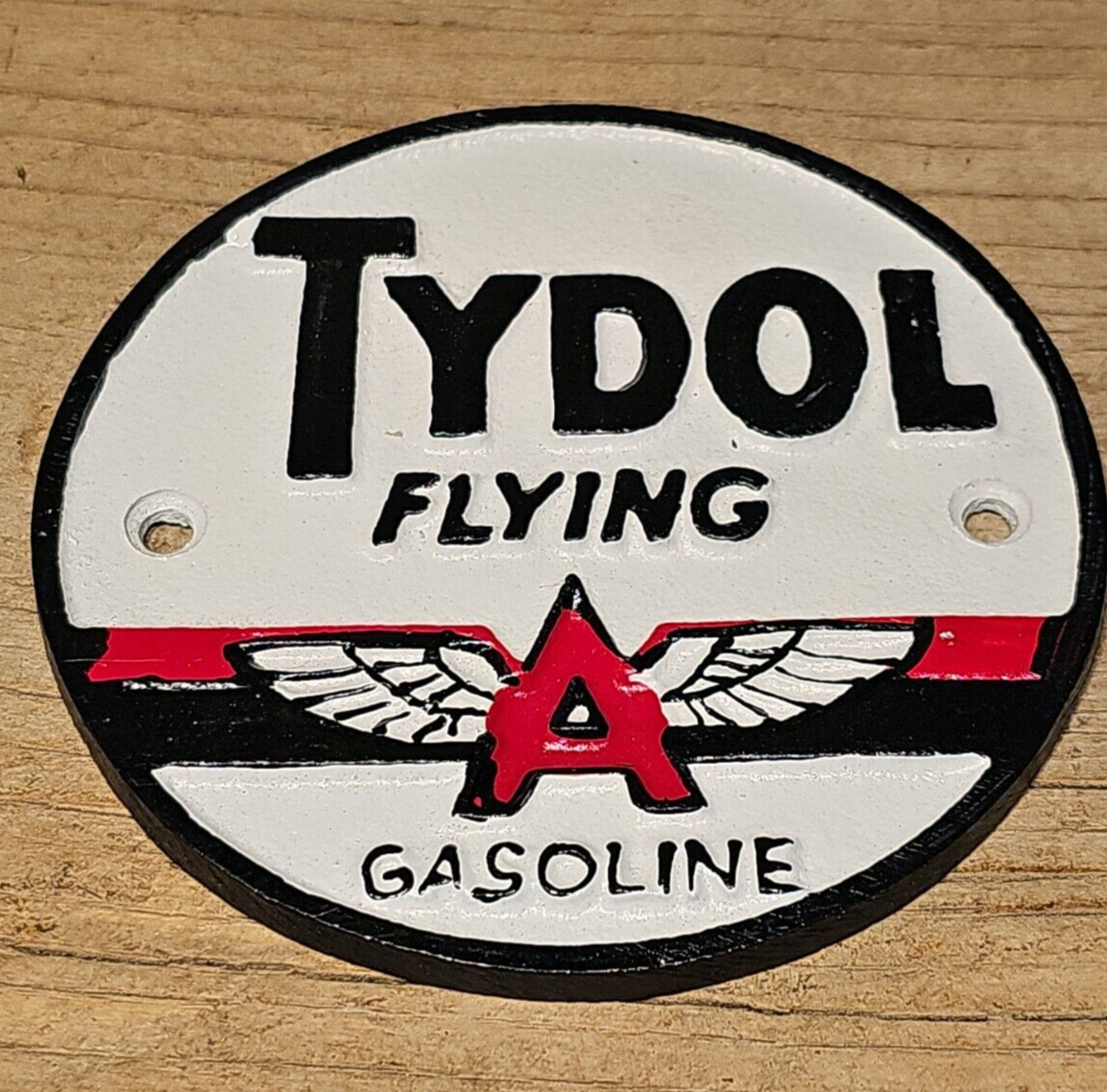 Antique Vintage Style Cast Iron Tydol Flying A Gas Oil Sign Plaque