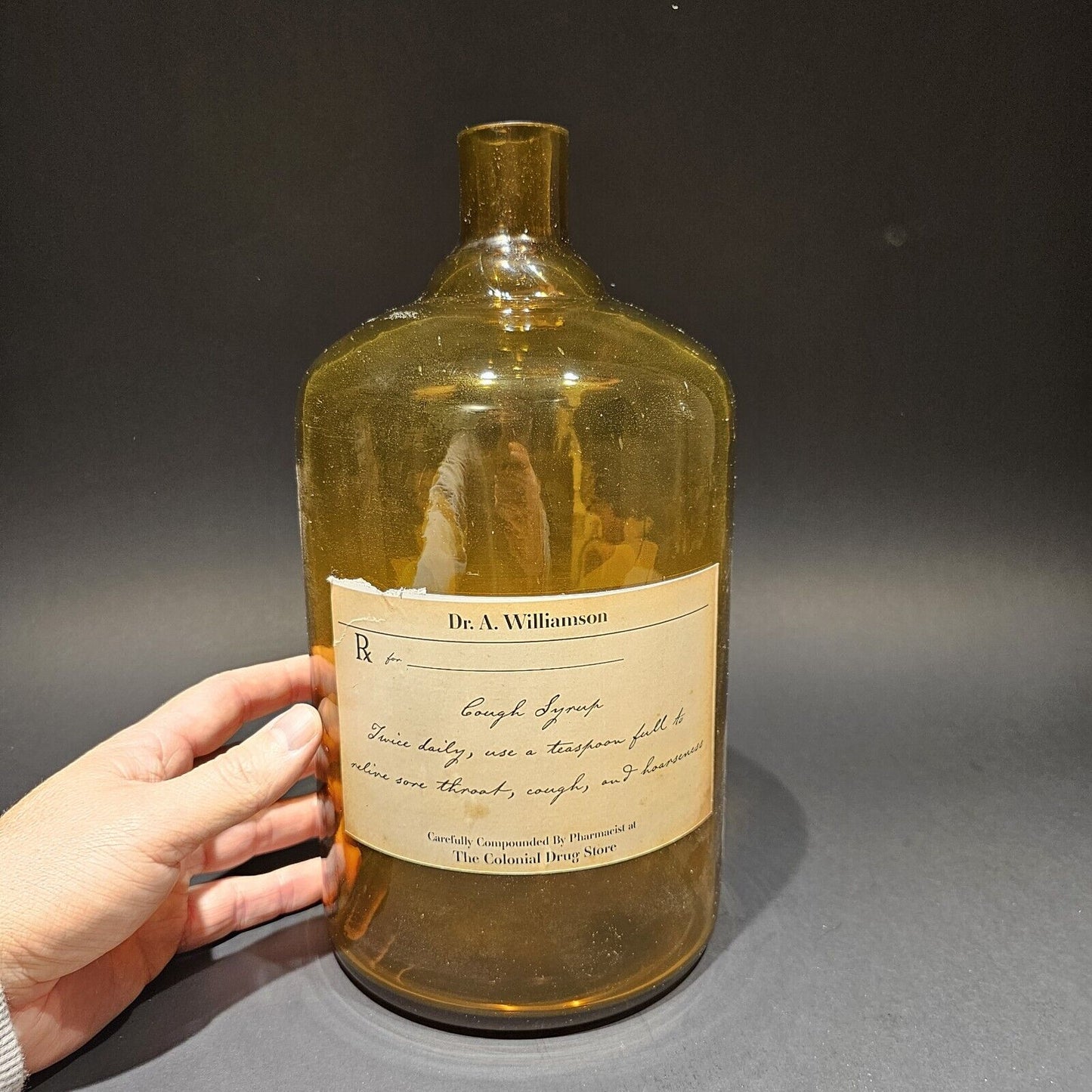 11 1/2"  Antique Vintage Style Glass Apothecary Drug Store Bottle