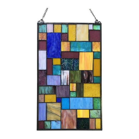 25" Geometric Stained Glass Window Hanging Panel Suncatcher