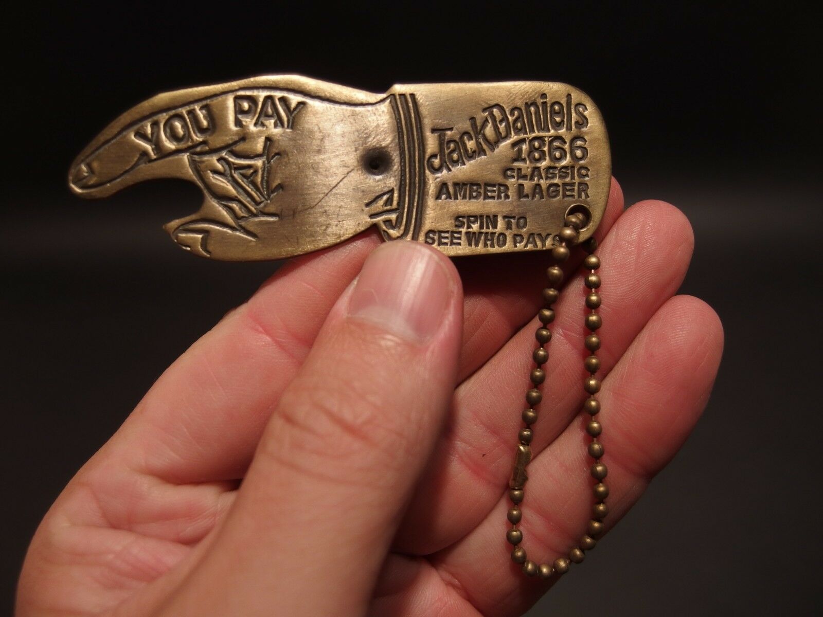 Antique Vintage Style Brass Jack Daniels Bottle Cap Opener Spinner - Early Home Decor