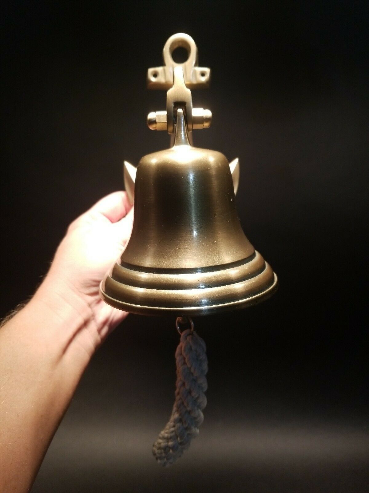 Antique Vintage Style Cast Brass Anchor Wall Mount Bell - Early Home Decor