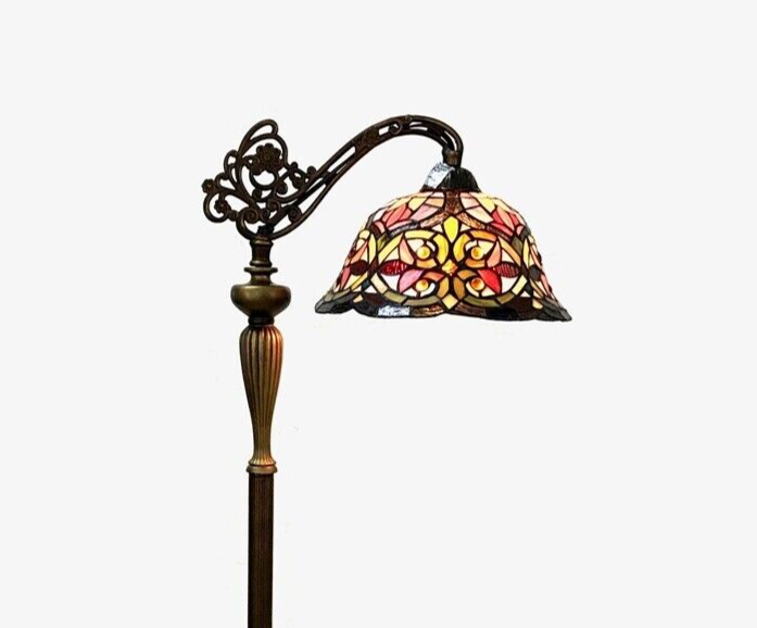 59" Antique Style Stained Glass Reading Floor Lamp