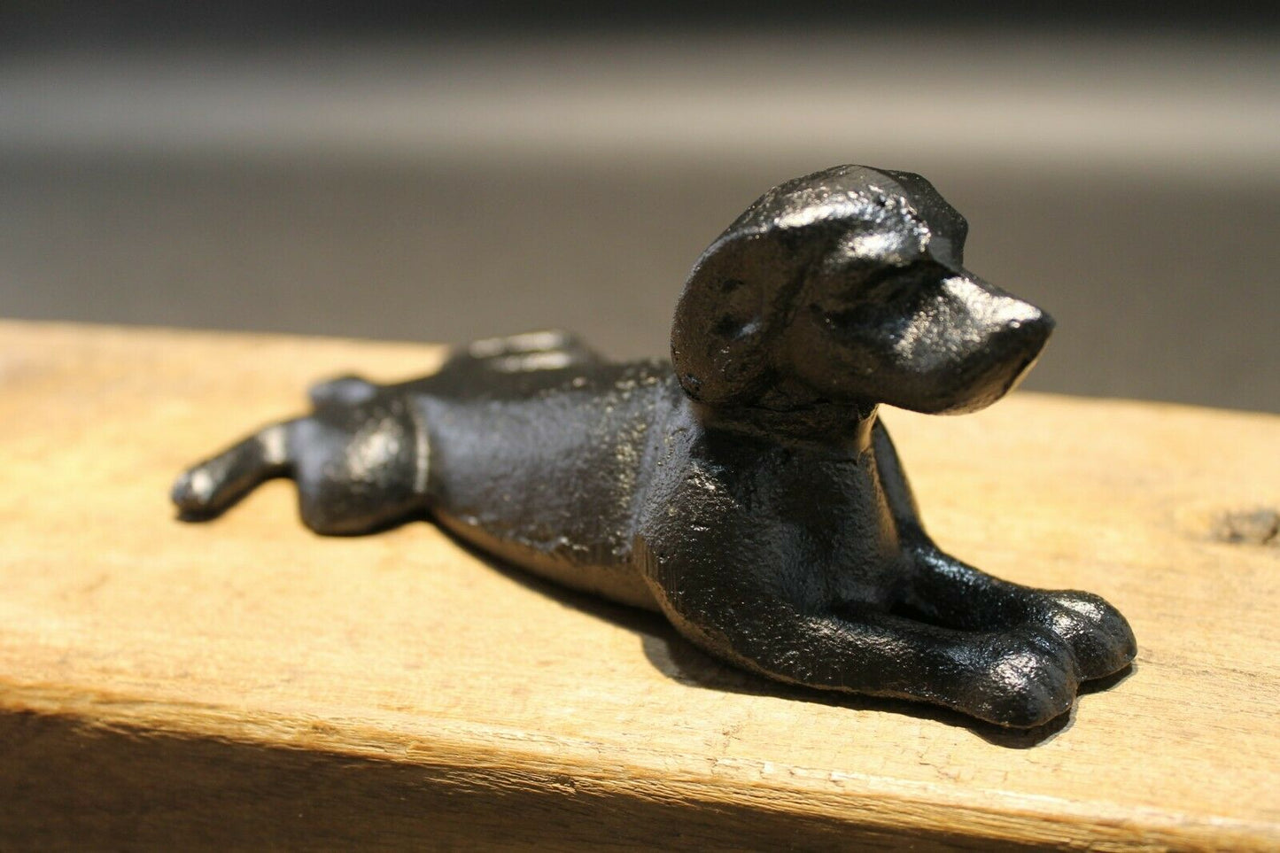 Antique Vintage Style Cast Iron Door Stop Dog Wedge Black - Early Home Decor