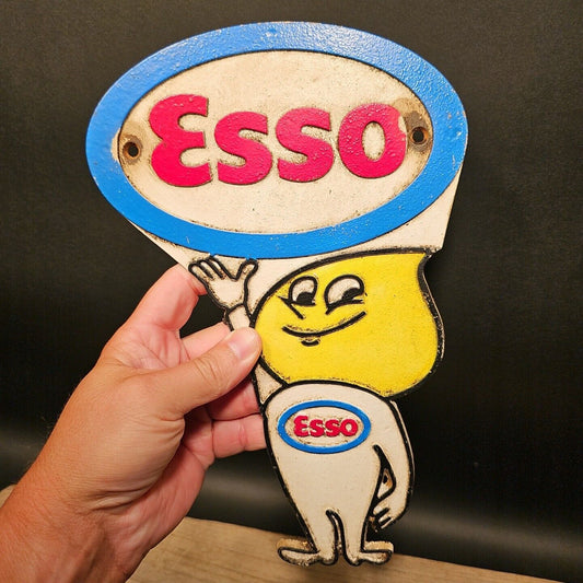 Antique Vintage Style Cast Iron Esso Gas Oil Sign Plaque