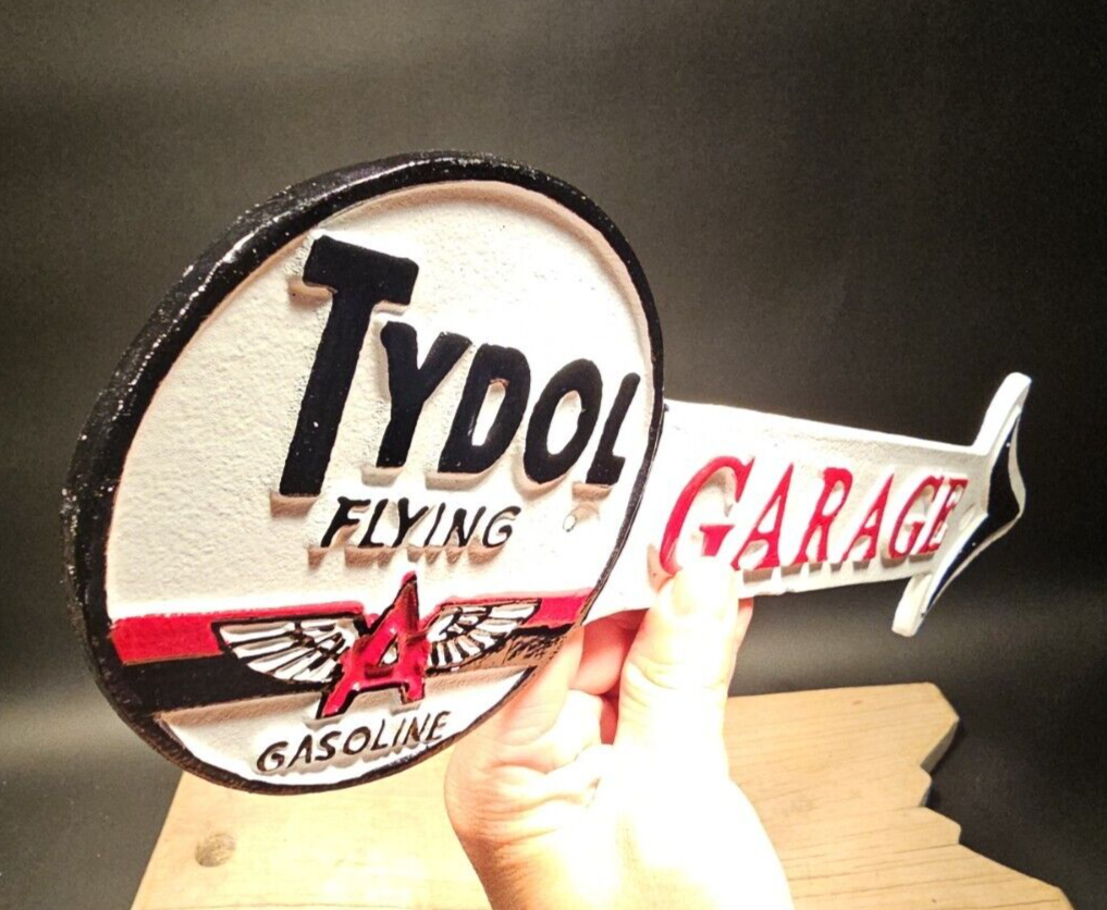 Antique Vintage Style Cast Iron Tydol Flying Gas Oil Garage Sign Plaque
