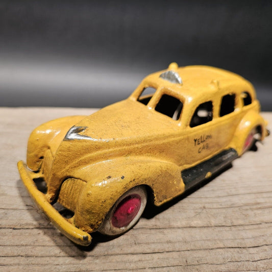 Antique Vintage Style Cast Iron Yellow Cab Car